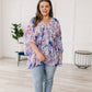 Fabled in Floral Draped Peplum Top in Blue