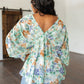 Fabled in Floral Draped Peplum Top in Ivory