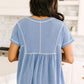 Feelin' Happy in Blue Babydoll Top