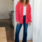 Feeling Fuchsia Velvet Button Down