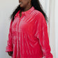 Feeling Fuchsia Velvet Button Down