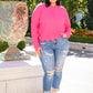 First Meeting Scallop Hem Sweater In Hot Pink