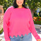 First Meeting Scallop Hem Sweater In Hot Pink
