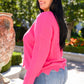 First Meeting Scallop Hem Sweater In Hot Pink