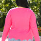 First Meeting Scallop Hem Sweater In Hot Pink