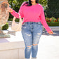 First Meeting Scallop Hem Sweater In Hot Pink