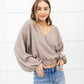 Flirty Feels Ribbed Top in Taupe