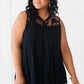 Floral Embroidered Swing Top in Black