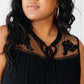 Floral Embroidered Swing Top in Black