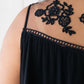 Floral Embroidered Swing Top in Black