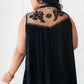 Floral Embroidered Swing Top in Black
