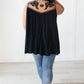 Floral Embroidered Swing Top in Black