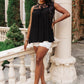 Floral Embroidered Swing Top in Black