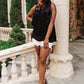 Floral Embroidered Swing Top in Black