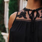 Floral Embroidered Swing Top in Black