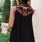 Floral Embroidered Swing Top in Black