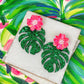 PREORDER: Floral Monstera Glitter Earrings