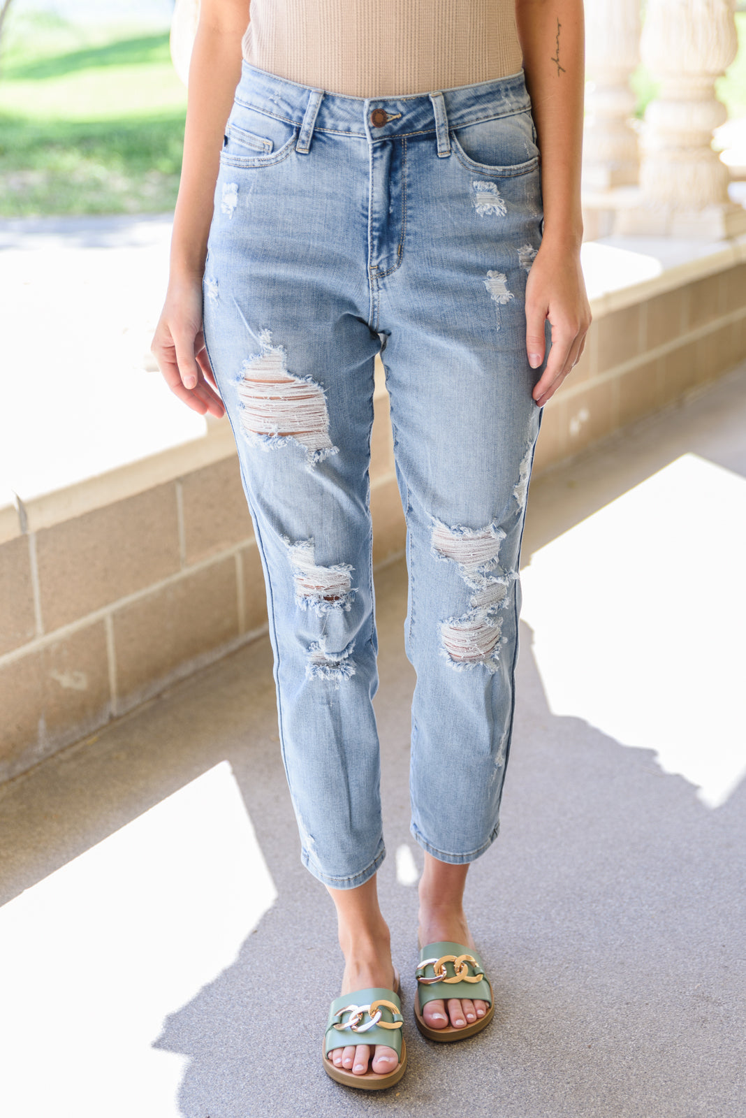 Judy Blue High Waist Destroyed Boyfriend Jeans