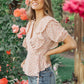 Folksong Floral Top in Coral