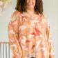 Freddie Split Neckline Long Sleeve Blouse In Clay