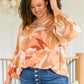Freddie Split Neckline Long Sleeve Blouse In Clay