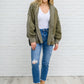 French Terry Mineral Wash Jacket In Olive