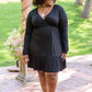 Full Attention V Neck Long Sleeve Dress In Black