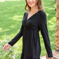 Full Attention V Neck Long Sleeve Dress In Black