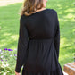 Full Attention V Neck Long Sleeve Dress In Black