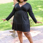 Full Attention V Neck Long Sleeve Dress In Black