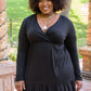 Full Attention V Neck Long Sleeve Dress In Black