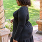 Full Attention V Neck Long Sleeve Dress In Black