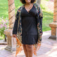 Full Attention V Neck Long Sleeve Dress In Black