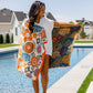 Luxury Beach Towel in Bright Retro Floral