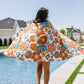 Luxury Beach Towel in Bright Retro Floral