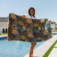 Luxury Beach Towel in Bright Retro Floral