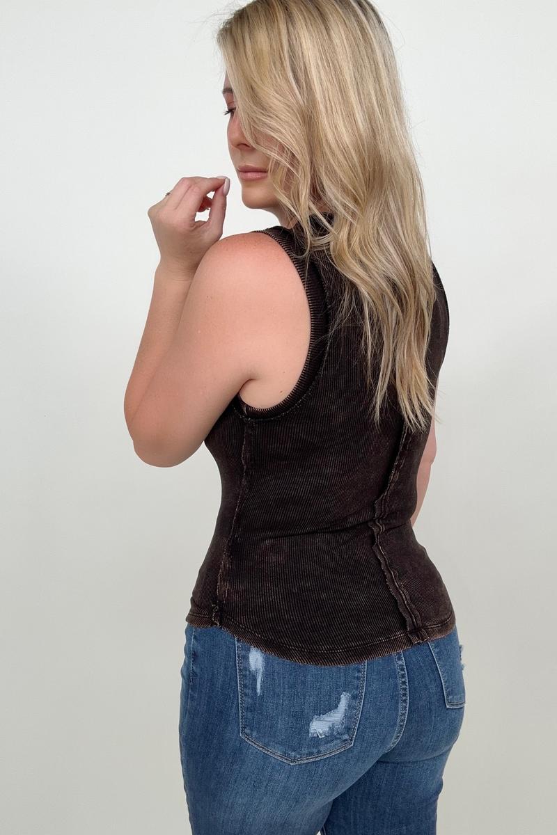 Zenana Ribbed Tank Top w/Exposed Seam - Multiple Colors