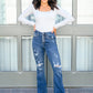 Gabriella Distressed Button Fly Flare