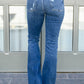 Gabriella Distressed Button Fly Flare