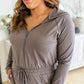 Getting Out Long Sleeve Hoodie Romper in Smoky Grey