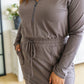 Getting Out Long Sleeve Hoodie Romper in Smoky Grey