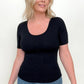 Total Brami Basic Ribbed Fitted Tee with Built In Bra