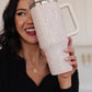 Glam Girl 40 oz Rhinestone Tumbler in White