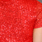 Glimmering Night Sequin Top in Red