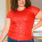 Glimmering Night Sequin Top in Red