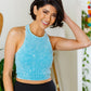 Goals Ribbed Tank Top in Ice Blue