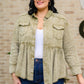 Green Tea Button Up Long Sleeve Top in Olive