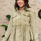 Green Tea Button Up Long Sleeve Top in Olive