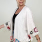 Linen Blend Patch Crochet Kimono