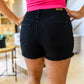 Judy Blue Mid Rise Tulip Hem Cut Off Shorts - Black